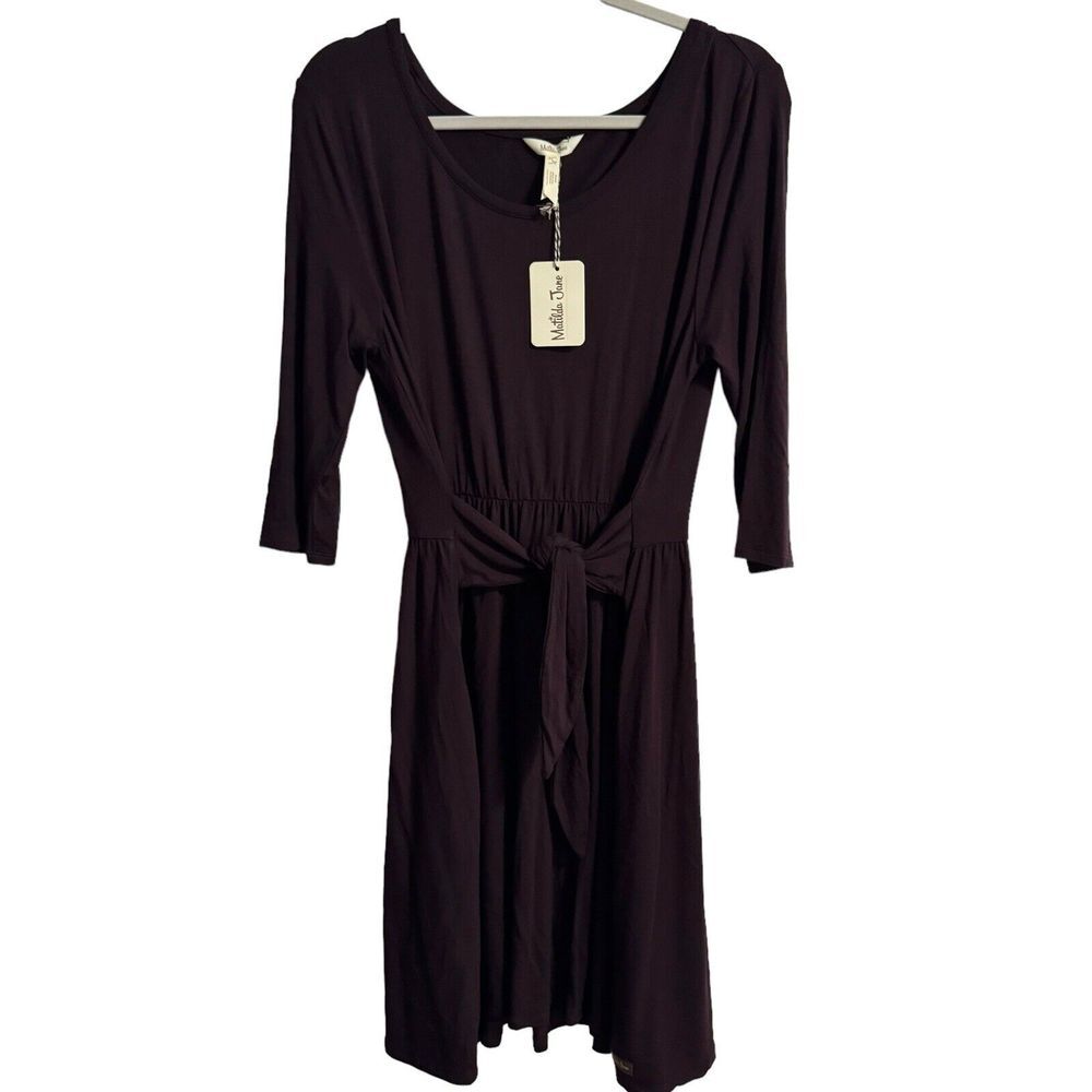Matilda Jane Dress Women's Size L Plum Pockets Belt Fit & Flare Class Reunion